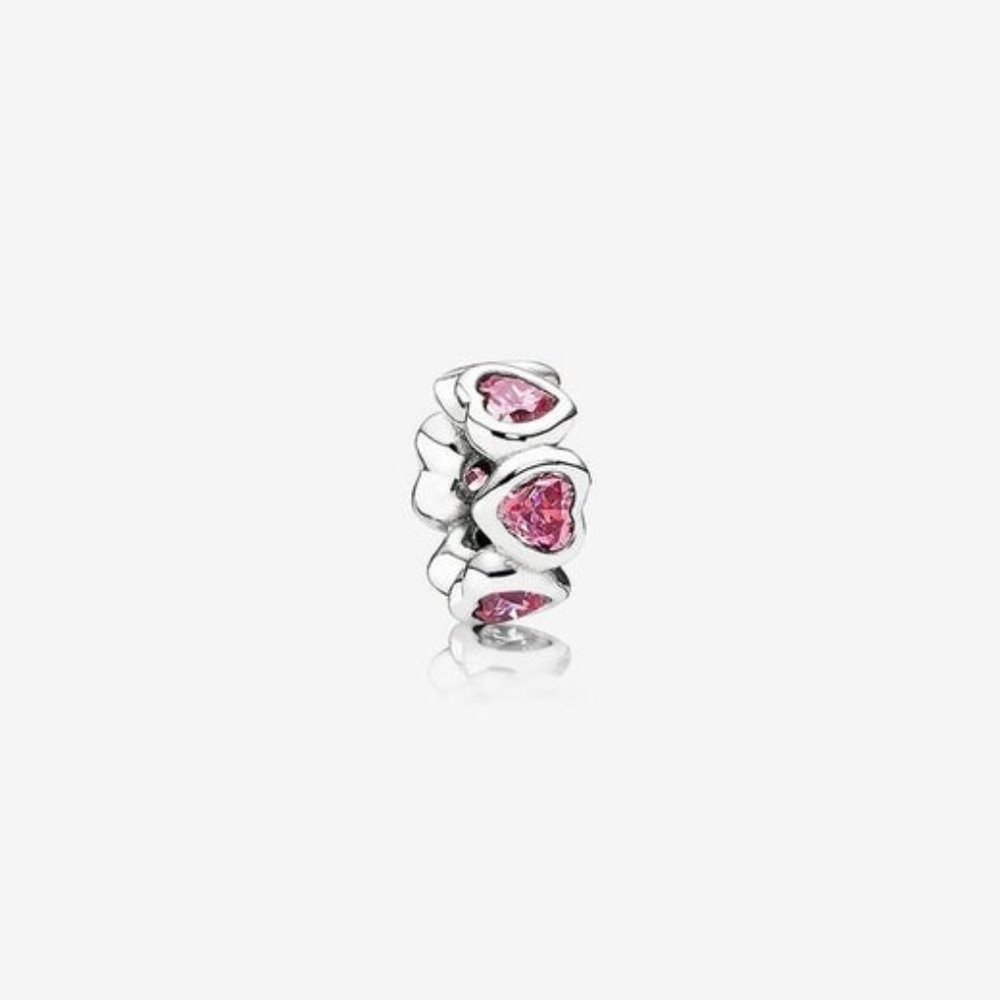 Pink Heart Eternity Type Style Charm Pink Stones